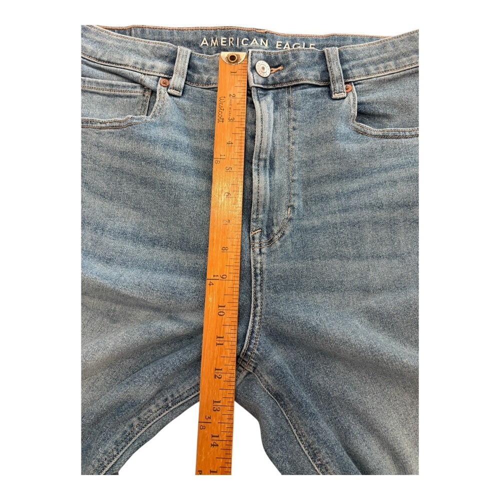 American Eagle Hi Rise Jeans 12 R Blue Cropped Stretch 1977 Straight Leg (32x27) - Picture 6 of 9